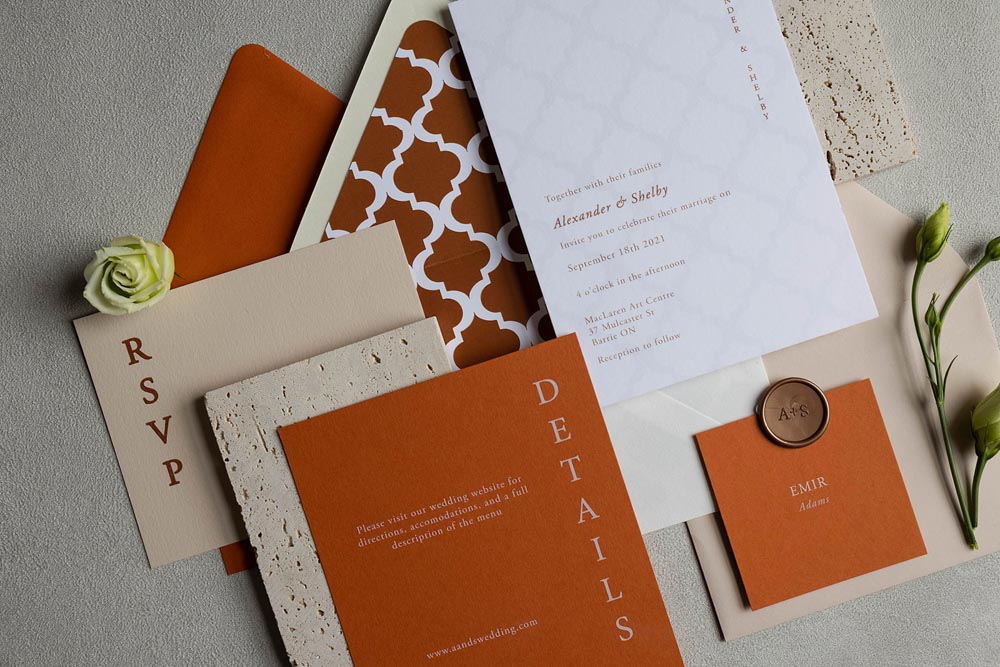 Swiftly Scripted - Wedding Invitation and Stationery Designer in Southern Ontario - Brittany Groux - Captured by Kirsten - Morocco semi-custom suite flatlay natural earthy tones